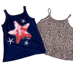 Old Navy Faded Glory Girls Tank Top2 pc Bundle Size 5 XS Floral Starfish Summer